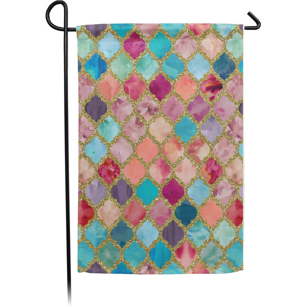 Custom Glitter Moroccan Watercolor Small Garden Flag - Single Sided