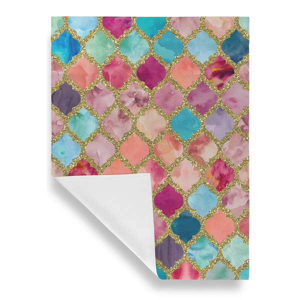 Glitter Moroccan Watercolor Garden Flags - Large - Single Sided - FRONT FOLDED