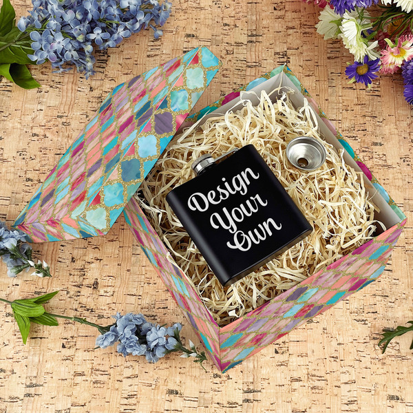 Glitter Moroccan Watercolor Gift Boxes with Lid - Canvas Wrapped - Large - In Context