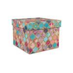 Glitter Moroccan Watercolor Gift Box with Lid - Canvas Wrapped - Small