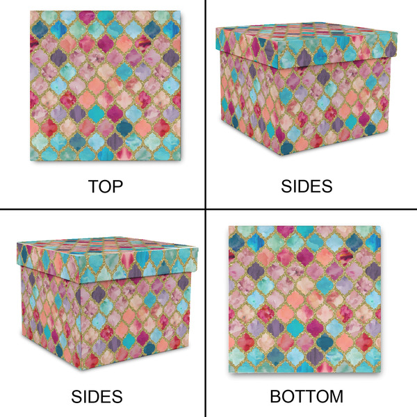 Glitter Moroccan Watercolor Gift Boxes with Lid - Canvas Wrapped - X-Large - Approval