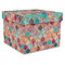 Glitter Moroccan Watercolor Gift Boxes with Lid - Canvas Wrapped - X-Large - Front/Main