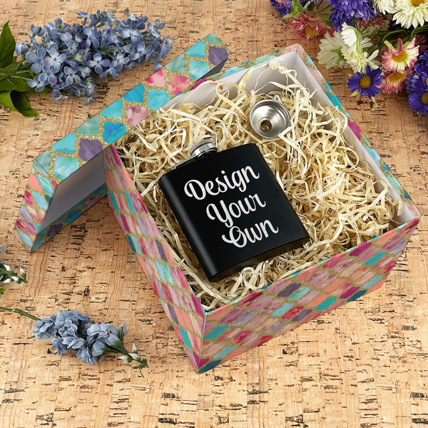 Glitter Moroccan Watercolor Gift Boxes with Lid - Canvas Wrapped - X-Large - In Context