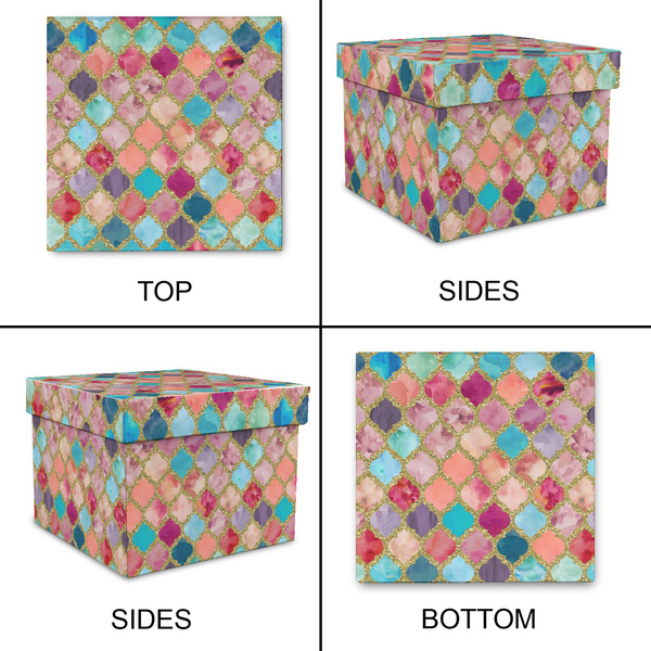 Glitter Moroccan Watercolor Gift Boxes with Lid - Canvas Wrapped - XX-Large - Approval