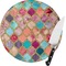 Glitter Moroccan Watercolor Round Glass Cutting Board - Medium