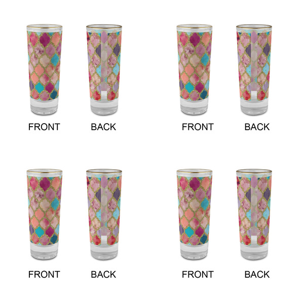 Glitter Moroccan Watercolor Glass Shot Glass - 2 oz - Set of 4 - APPROVAL