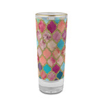 Glitter Moroccan Watercolor 2 oz Shot Glass -  Glass with Gold Rim - Set of 4
