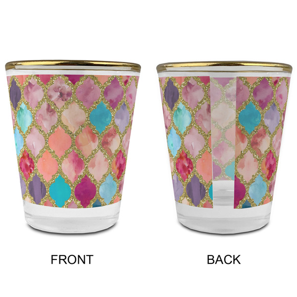 Glitter Moroccan Watercolor Glass Shot Glass - with gold rim - APPROVAL