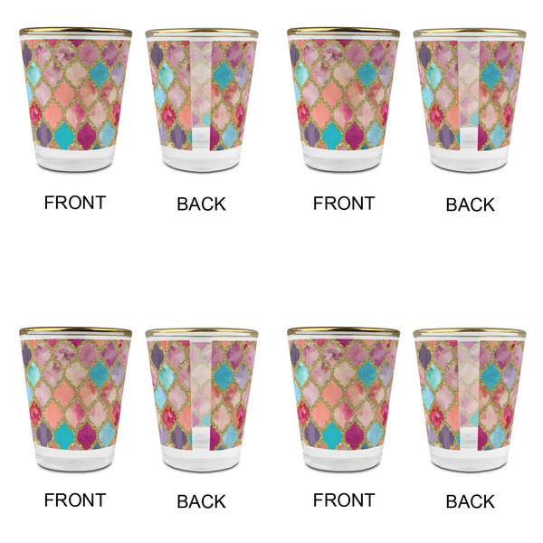 Glitter Moroccan Watercolor Glass Shot Glass - with gold rim - Set of 4 - APPROVAL