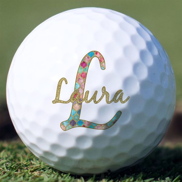 Custom Glitter Moroccan Watercolor Golf Balls