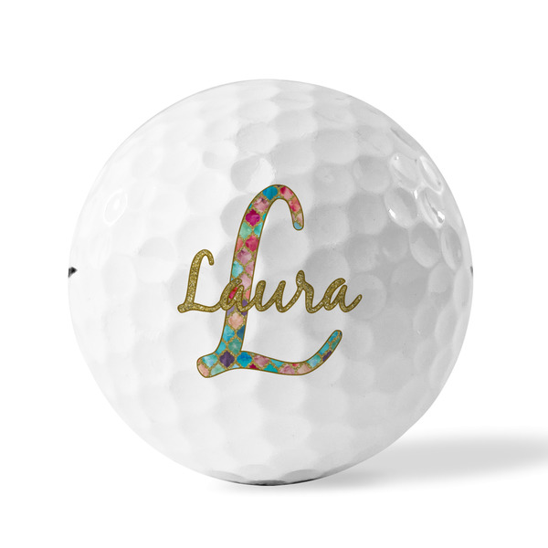 Glitter Moroccan Watercolor Golf Balls - Titleist - Set of 12 - FRONT