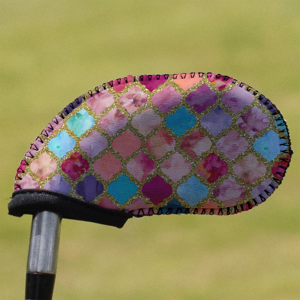 Custom Glitter Moroccan Watercolor Golf Club Iron Cover