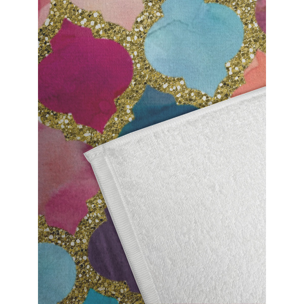 Glitter Moroccan Watercolor Golf Towel - Detail