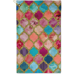 Glitter Moroccan Watercolor Golf Towel - Poly-Cotton Blend - Small