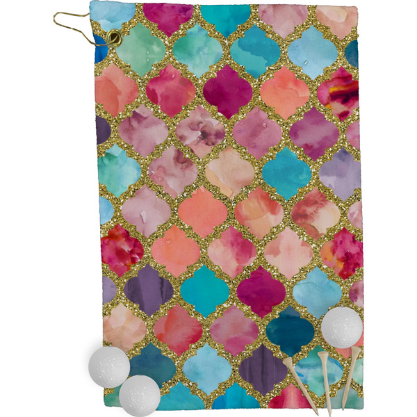 Glitter Moroccan Watercolor Golf Towel (Personalized)