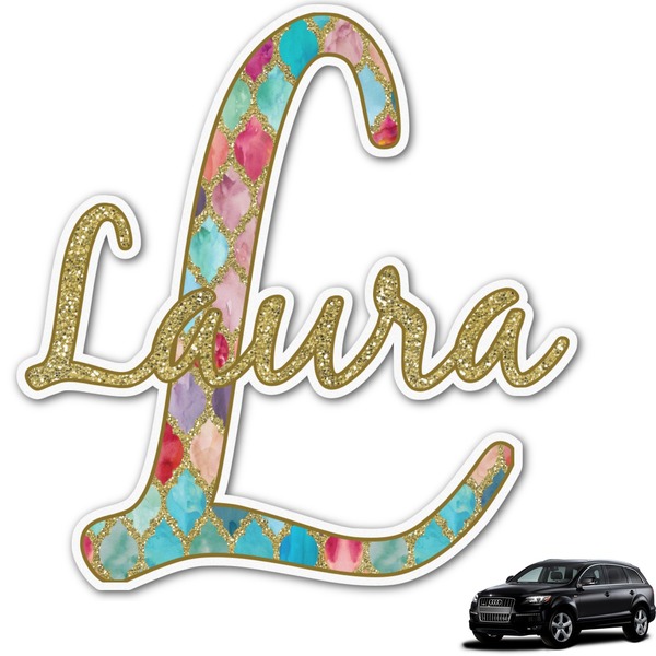 Custom Glitter Moroccan Watercolor Graphic Car Decal