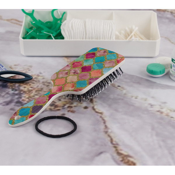 Glitter Moroccan Watercolor Hair Brush - In Bathroom