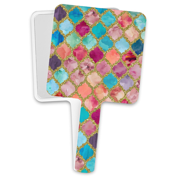 Custom Glitter Moroccan Watercolor Hand Mirror