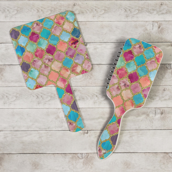 Glitter Moroccan Watercolor Hand Mirrors - In Context
