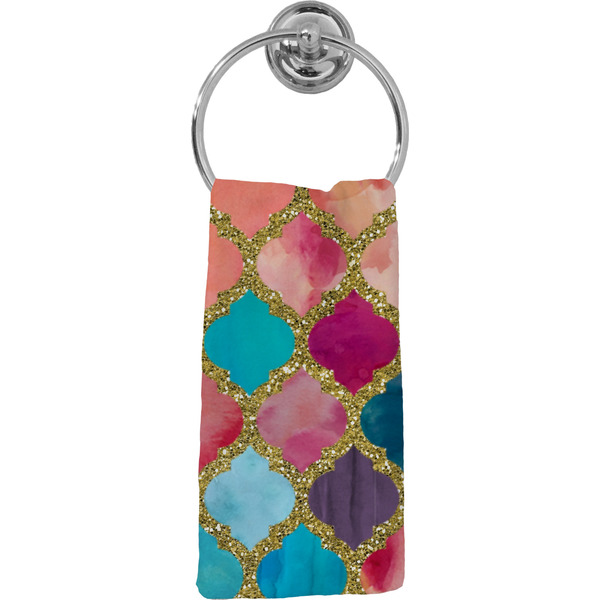 Custom Glitter Moroccan Watercolor Hand Towel - Full Print