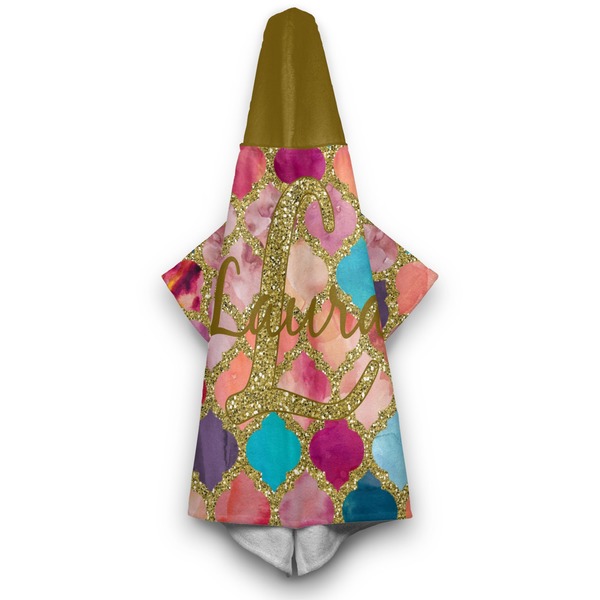 Glitter Moroccan Watercolor Hooded Towel - Hanging