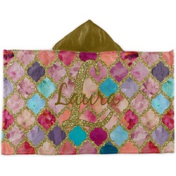 Glitter Moroccan Watercolor Kids Hooded Towel