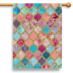 Glitter Moroccan Watercolor 28" House Flag - Single Sided