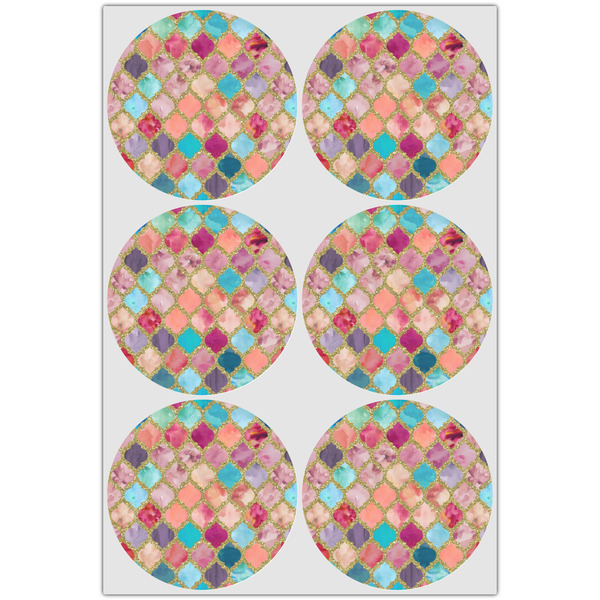 Glitter Moroccan Watercolor Icing Circle - Large - Set of 6