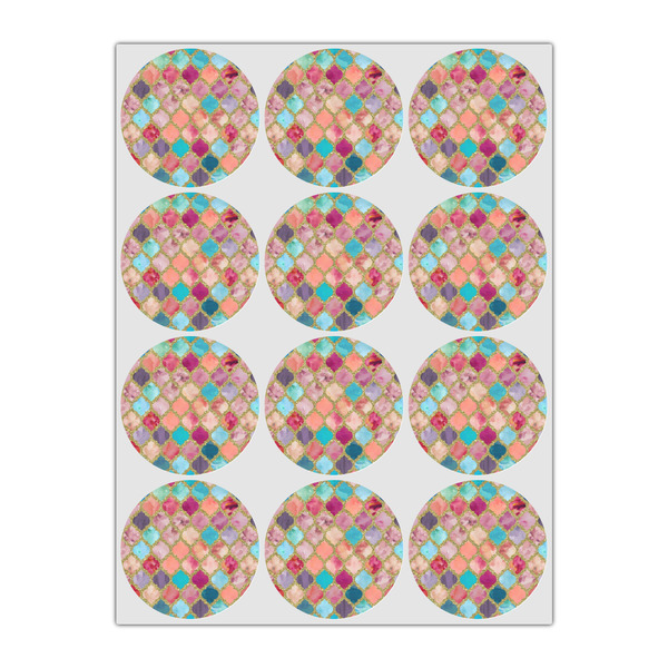 Glitter Moroccan Watercolor Icing Circle - Small - Set of 12