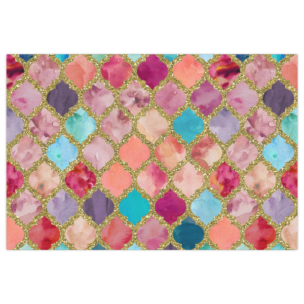 Glitter Moroccan Watercolor Indoor / Outdoor Rug - 2'x3' - Front Flat