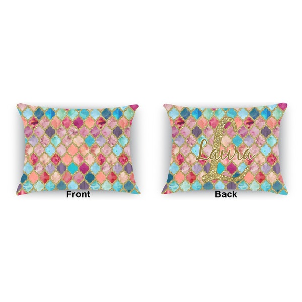 Glitter Moroccan Watercolor Indoor Rectangular Burlap Pillow (Front and Back)