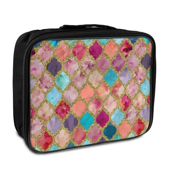 Custom Glitter Moroccan Watercolor Insulated Lunch Bag