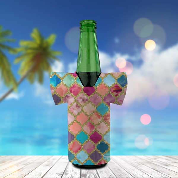 Glitter Moroccan Watercolor Jersey Bottle Cooler - LIFESTYLE