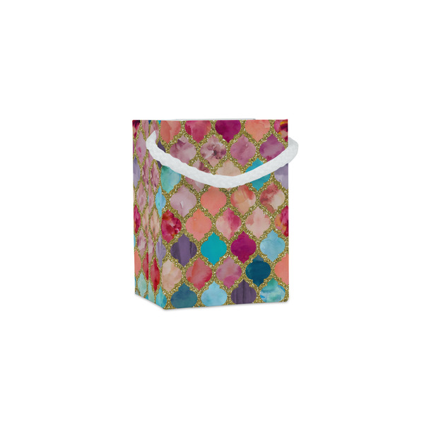Custom Glitter Moroccan Watercolor Jewelry Gift Bags - Gloss