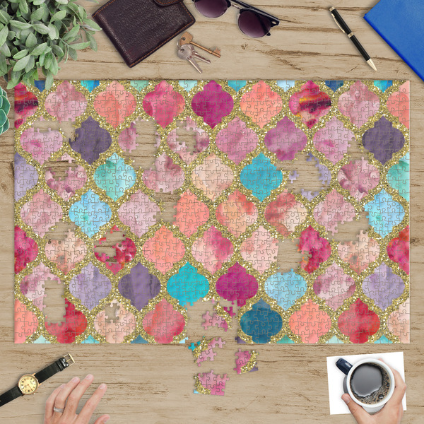 Glitter Moroccan Watercolor Jigsaw Puzzle 1014 Piece - In Context