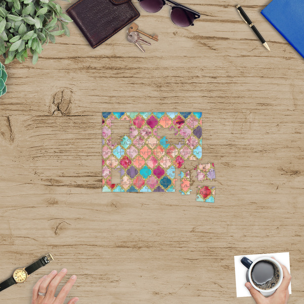 Glitter Moroccan Watercolor Jigsaw Puzzle 110 Piece - In Context