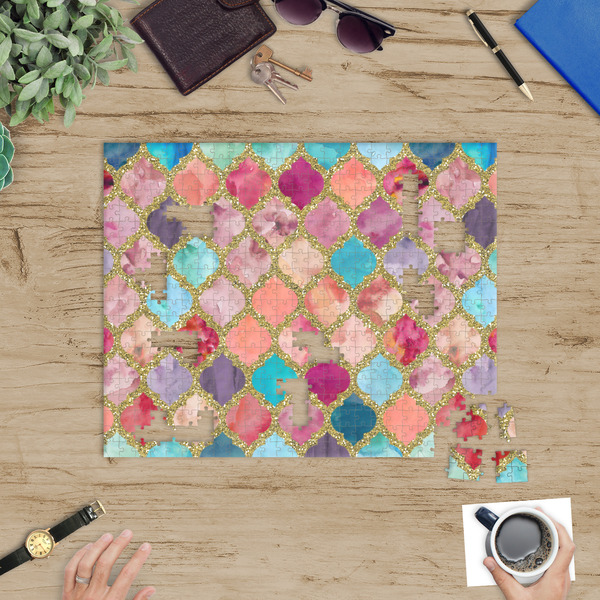 Glitter Moroccan Watercolor Jigsaw Puzzle 500 Piece - In Context