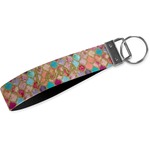 Glitter Moroccan Watercolor Wristlet Webbing Keychain Fob