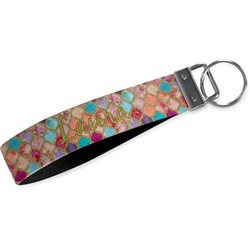 Glitter Moroccan Watercolor Webbing Keychain Fob - Large