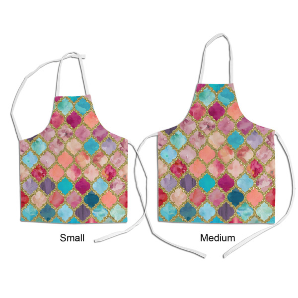 Glitter Moroccan Watercolor Kid's Aprons - Comparison