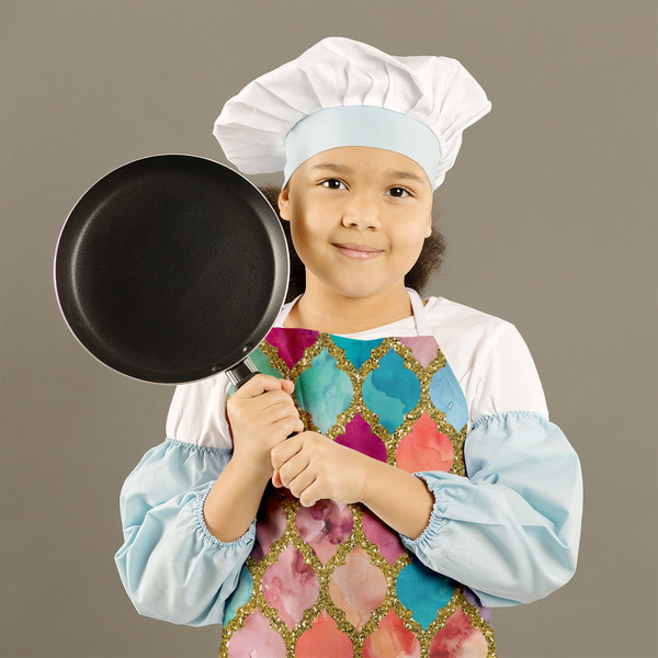 Glitter Moroccan Watercolor Kid's Aprons - Medium - Lifestyle