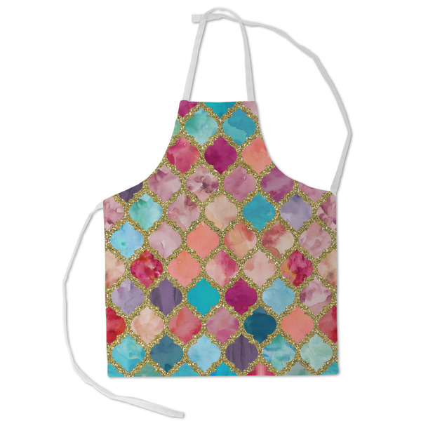 Custom Glitter Moroccan Watercolor Kid's Apron - Small