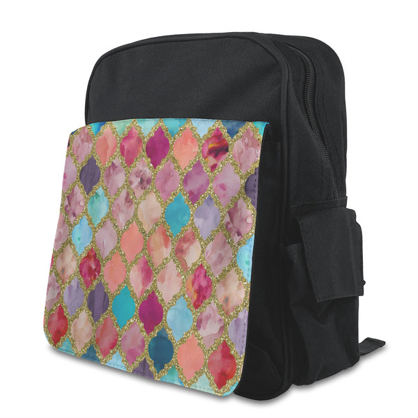 Custom Glitter Moroccan Watercolor Preschool Backpack