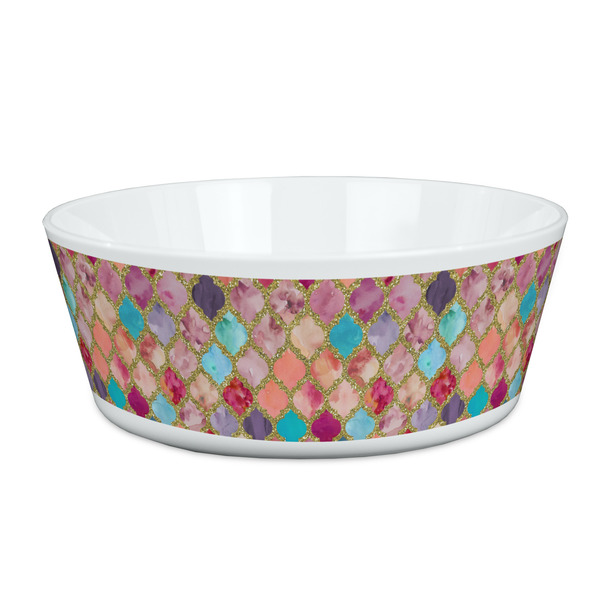 Custom Glitter Moroccan Watercolor Kid's Bowl