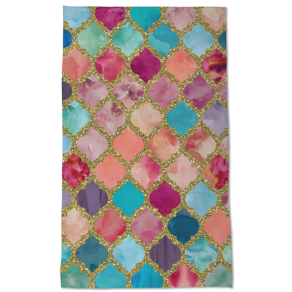 Glitter Moroccan Watercolor Kitchen Towel - Poly Cotton - Full Front