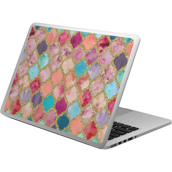 Custom Glitter Moroccan Watercolor Laptop Skin - Custom Sized