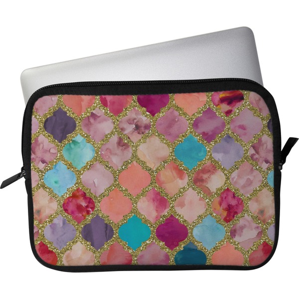 Custom Glitter Moroccan Watercolor Laptop Sleeve / Case - 15"