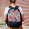 Glitter Moroccan Watercolor Large Backpack - Black - On Back