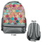 Glitter Moroccan Watercolor Large Backpack - Gray - Front & Back View