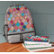 Glitter Moroccan Watercolor Large Backpack - Gray - On Desk